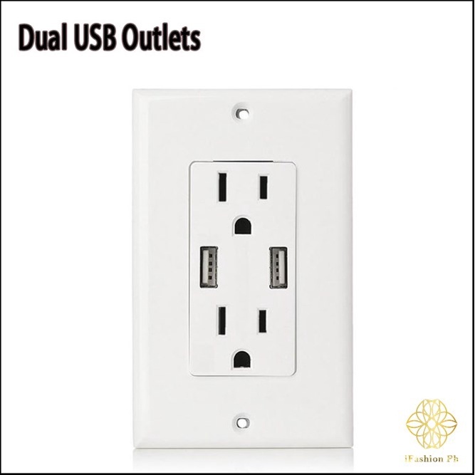 42a Wall Socket Dual Usb Port Power Adapter Outlets Panel For Hotel Home Shopee Malaysia 6317