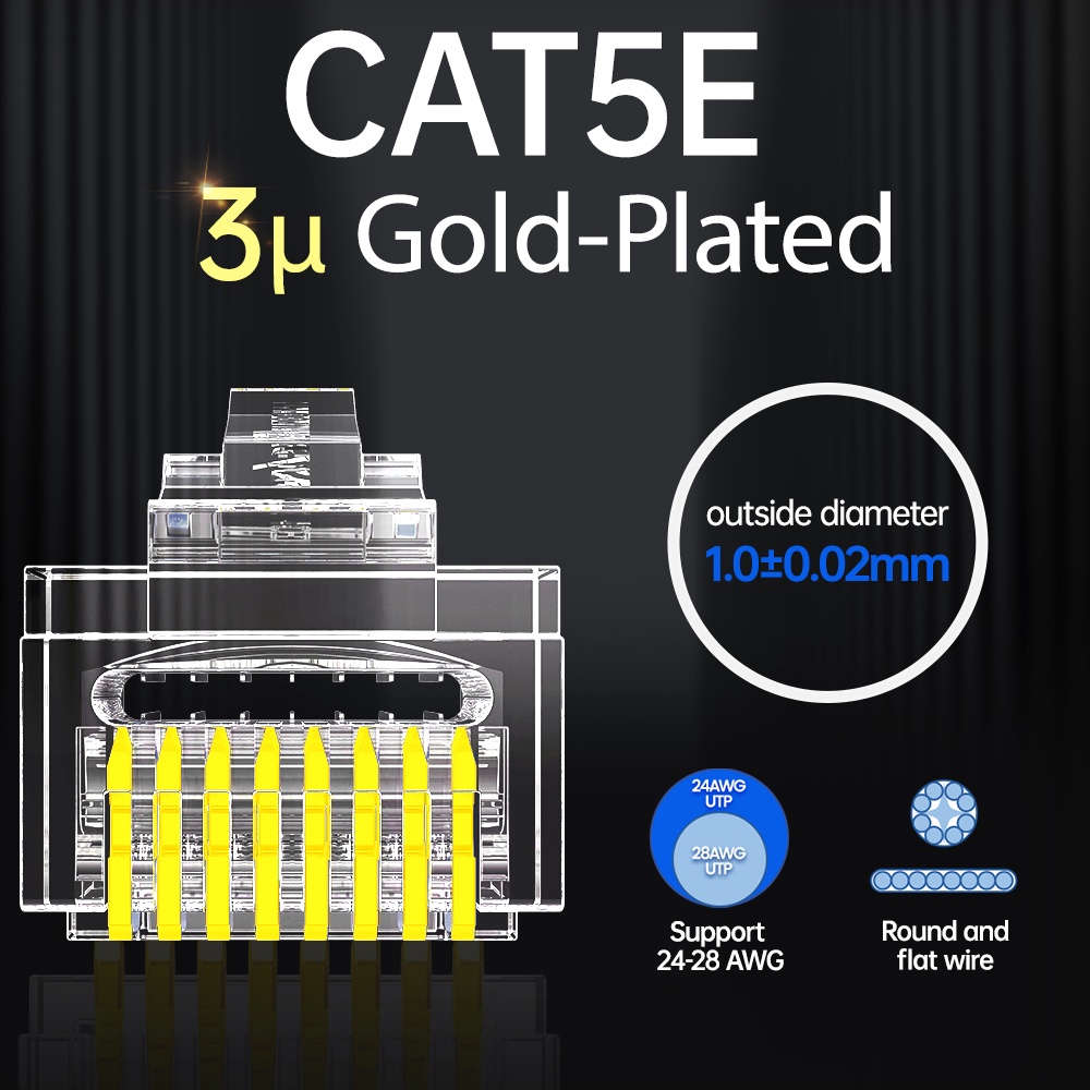 Ampcom Pass Through Rj Modular Plug Network Connectors Cat Cat E