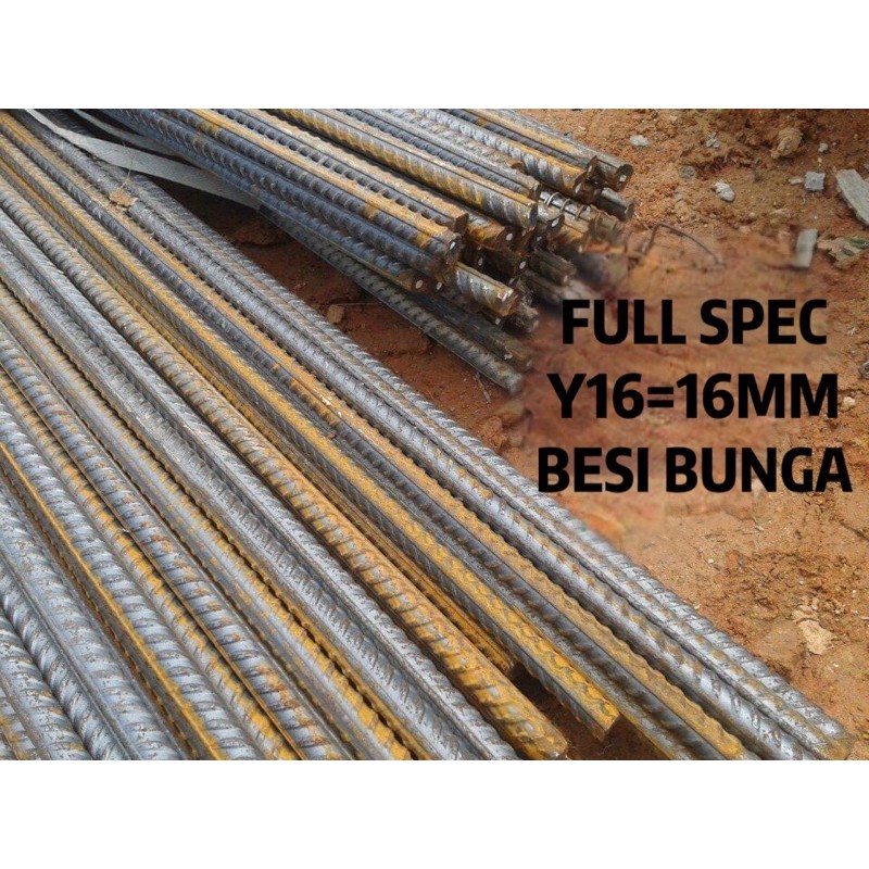 Besi Bunga Y16 5ft +/- (59”-60”) Full Spec 16mm Besi Bunga Y16 Besi Bar ...