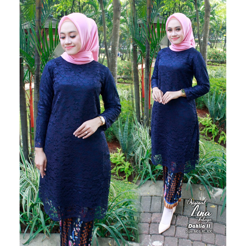 Navy Tunic kebaya Set | Set kebaya tunik navy/kebaya DHALIA/kebaya ...