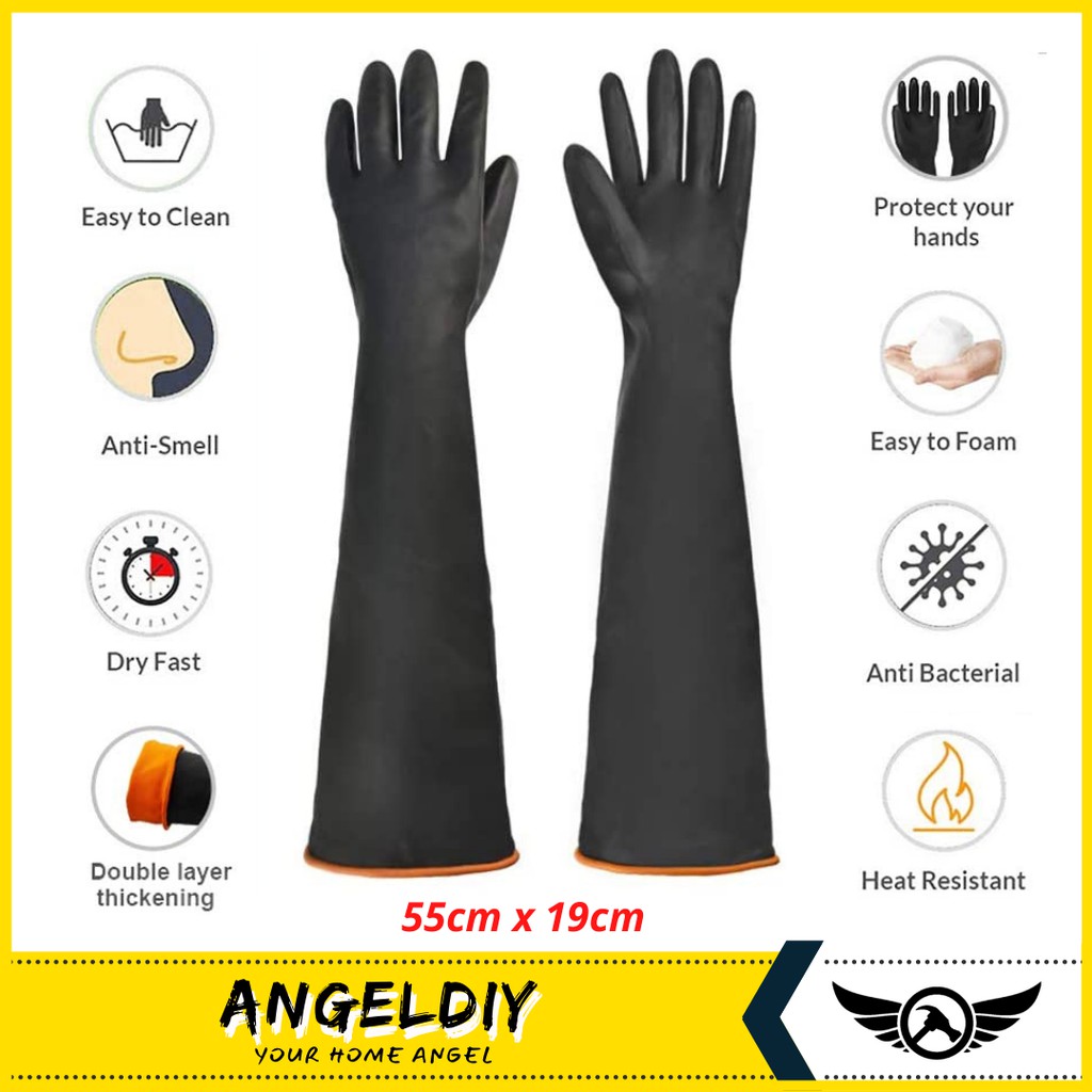 Heavy Duty Chemical Resistant Rubber Gloves Muriatic Acid Resistant
