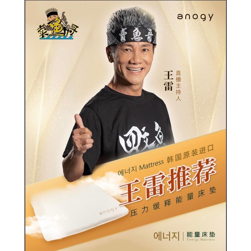 【Anogy Official 韩国能量床垫 Anogy Korea Energy Mattress 韩国能量枕套 韩国能量枕头套改善睡眠碱化体内酸性纾解压力王雷直播王雷带货王雷床垫