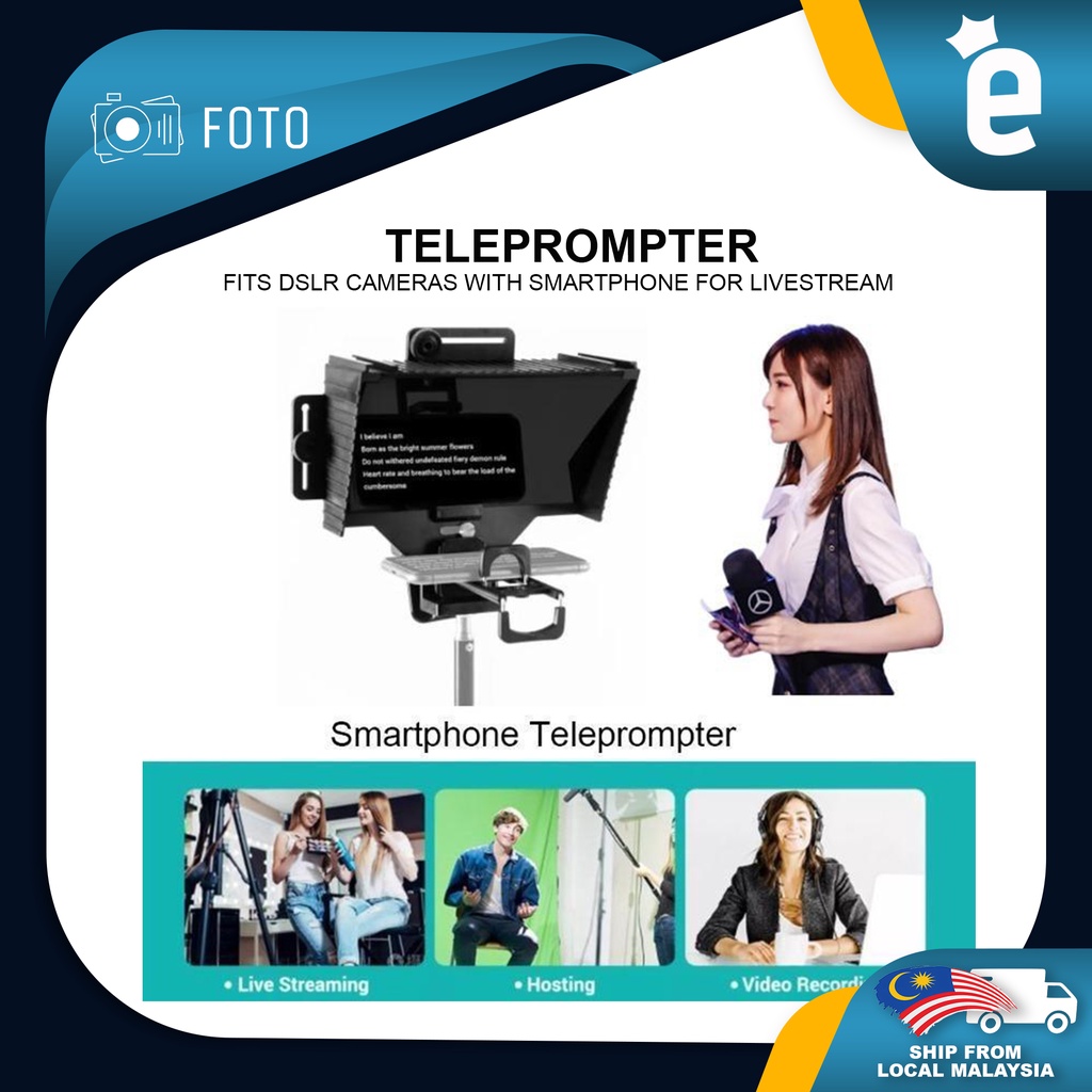 Universal Teleprompter Portable Prompter with BT Remote Control ...