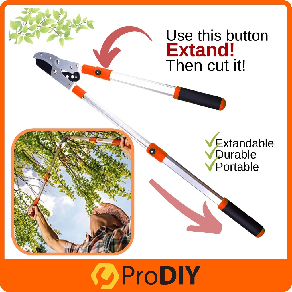 80005 Expandable Telescopic Long Ratchet Anvil Bypass Lopper Cut Pruning Branch Shopee Malaysia