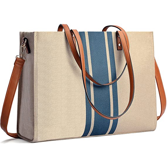 Laptop Tote Bag for Women, Fits 15.6 Inch Laptop Bag, Large Canvas Work Tote Bags for Women