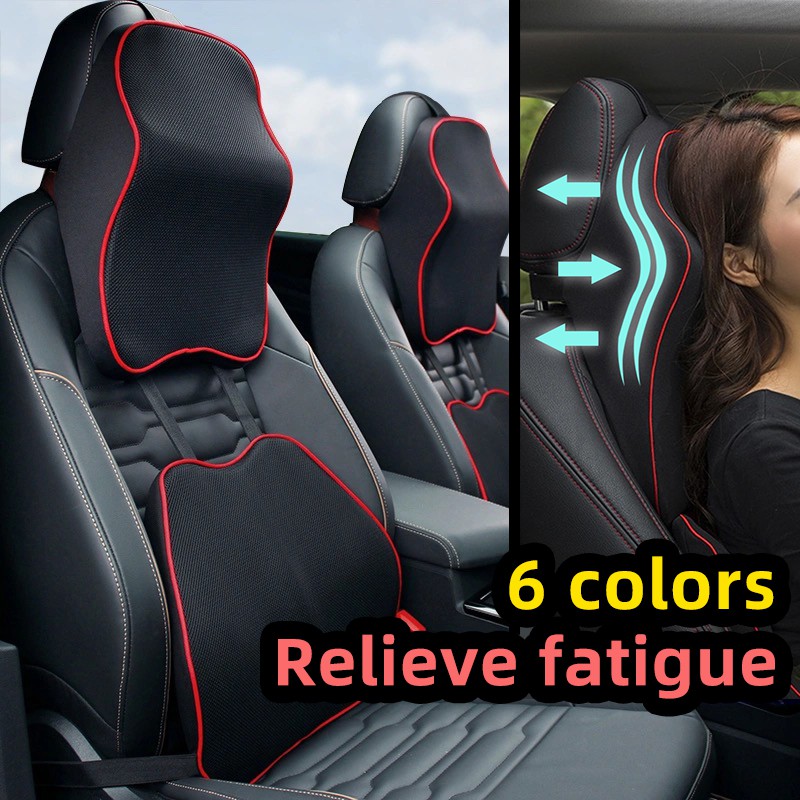 Car Pillow Set Headrest Neck Pillow Lumbar Pillow Car Seat Belt Back