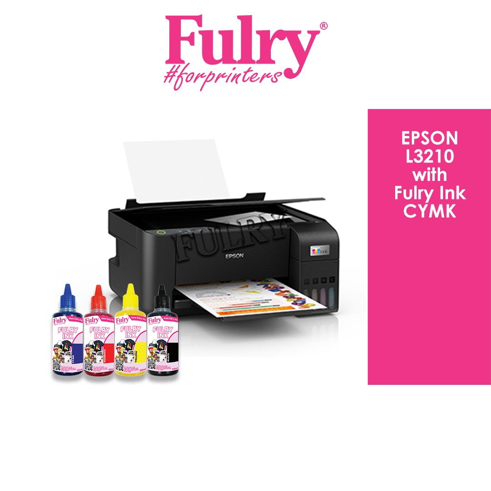 Epson L3210 Printer with Fulry Ink 4 Colors Tshirt / Sticker Printing