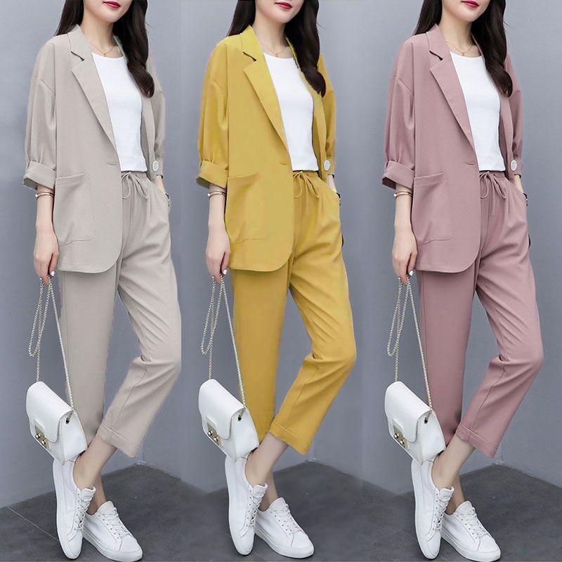 Plus Size Women Suits 2 Pieces Wear Outfit Ladies Casual Business Office  Work
