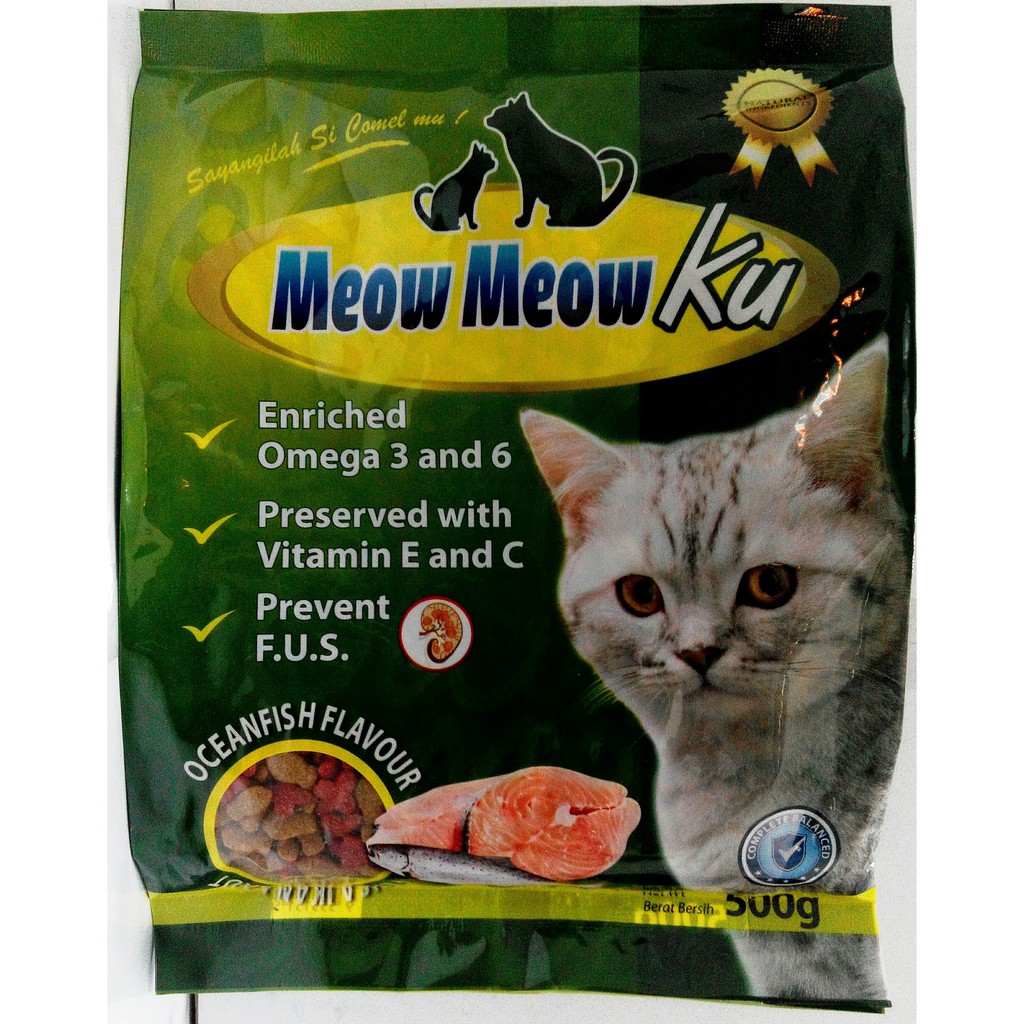 QP MEOW MEOWKU OCEANFISH FLAVOUR CAT FOOD Prevent F.U.S MAKANAN KUCING 500G