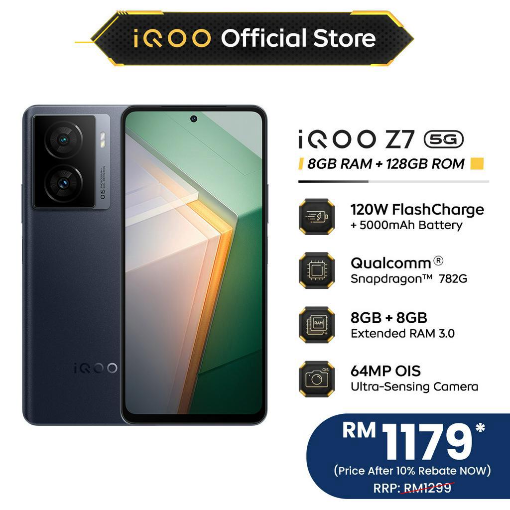 Vivo IQOO Z7 8+128 5G | 120W FlashCharge | Snapdragon 782G| 12/8GB+8GB ...