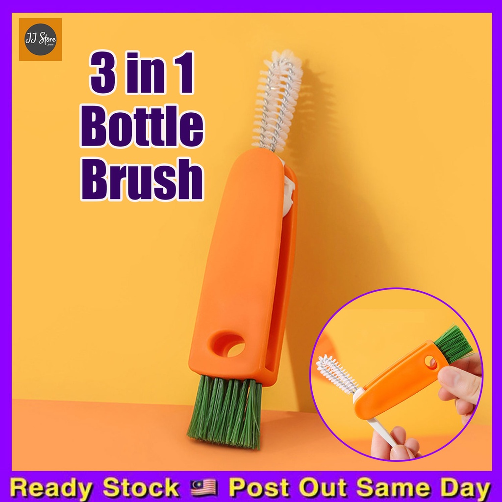 Bottle Cleaning Brush, 3 In 1 Multifunctional Cute Carrot Cup Lid