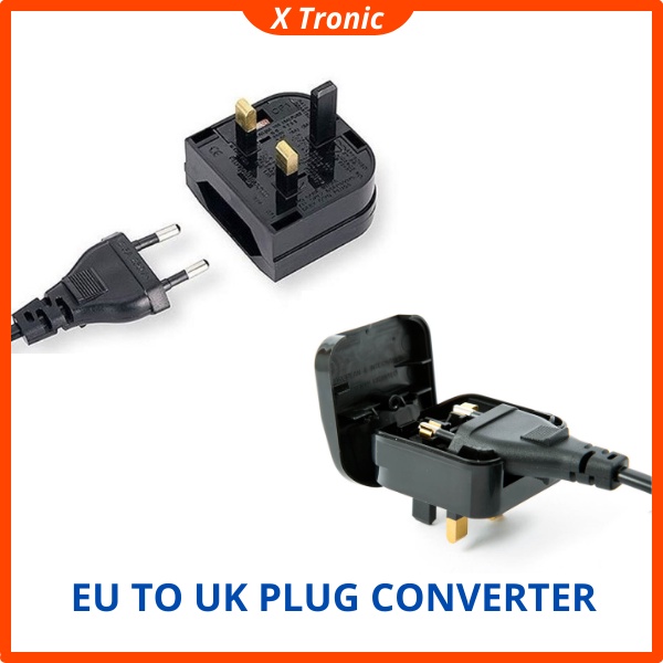 EU 2 Pin To UK 3 Pin Plug Converter Adapter | Shopee Malaysia