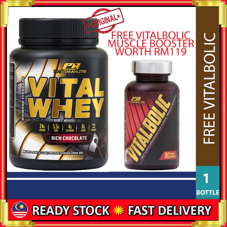 Vital Whey Isolate Halal 1KG 24G Protein 0G Sugar BCAA Glutamine + FREE