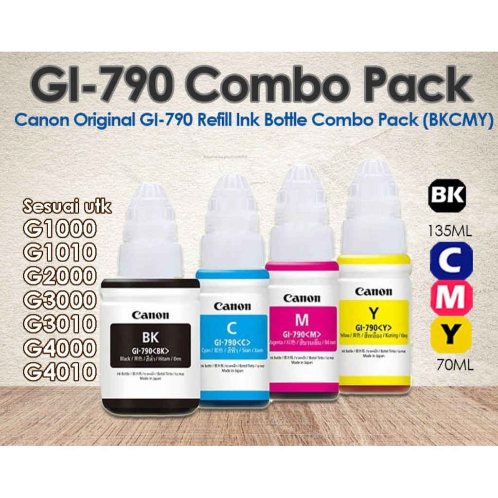 ORIGINAL CANON GI790 GI790 BLACK, CYAN, MAGENTA,YELLOW INK BOTTLE