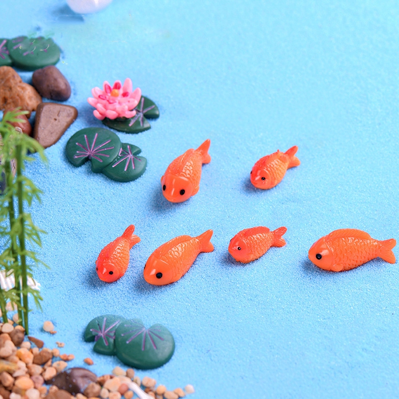 5pc/lot Red Fish miniature figures decorative mini fairy garden animals ...