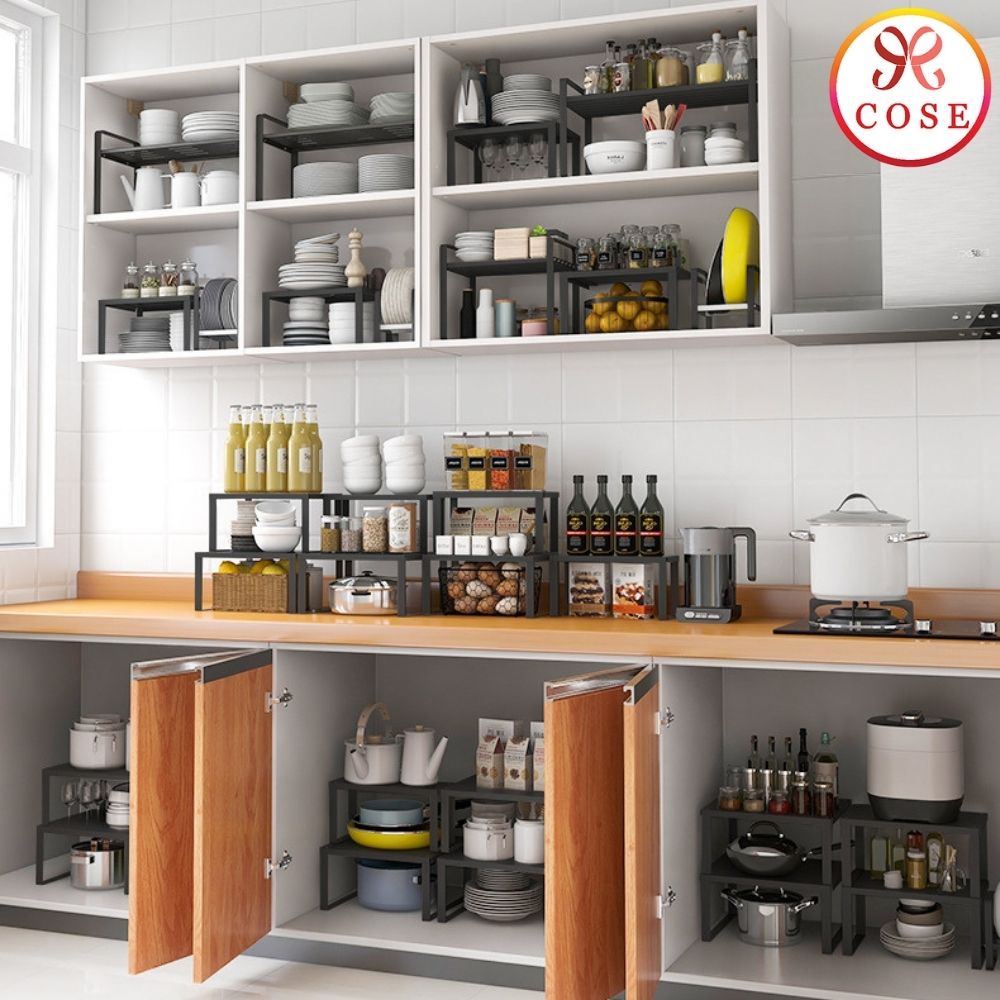 COSE Kitchen Cabinet Shelf Organizers Stackable Seasoning Jar Storage ...