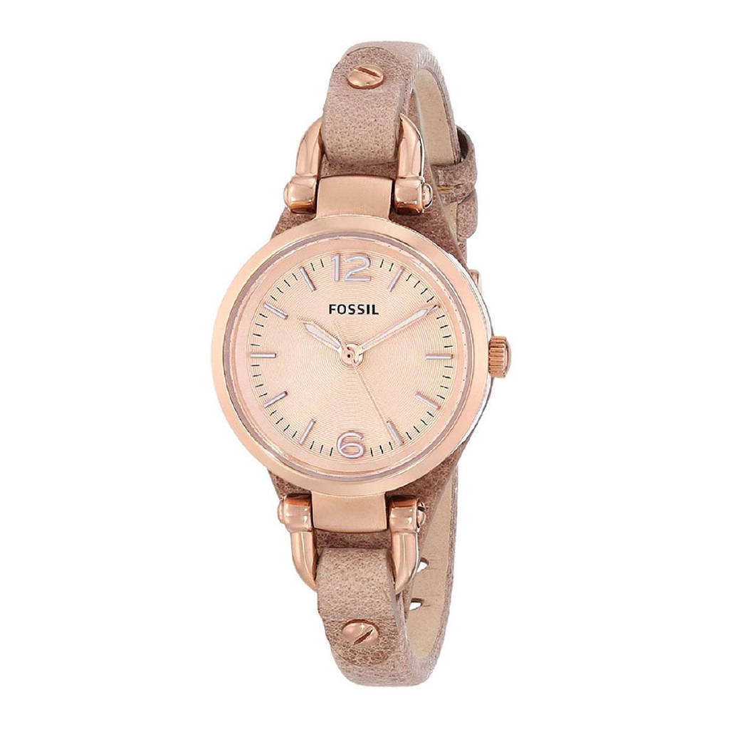 Mini Brown Stainless Steel Case Leather Strap Ladies ES3262 Fossil