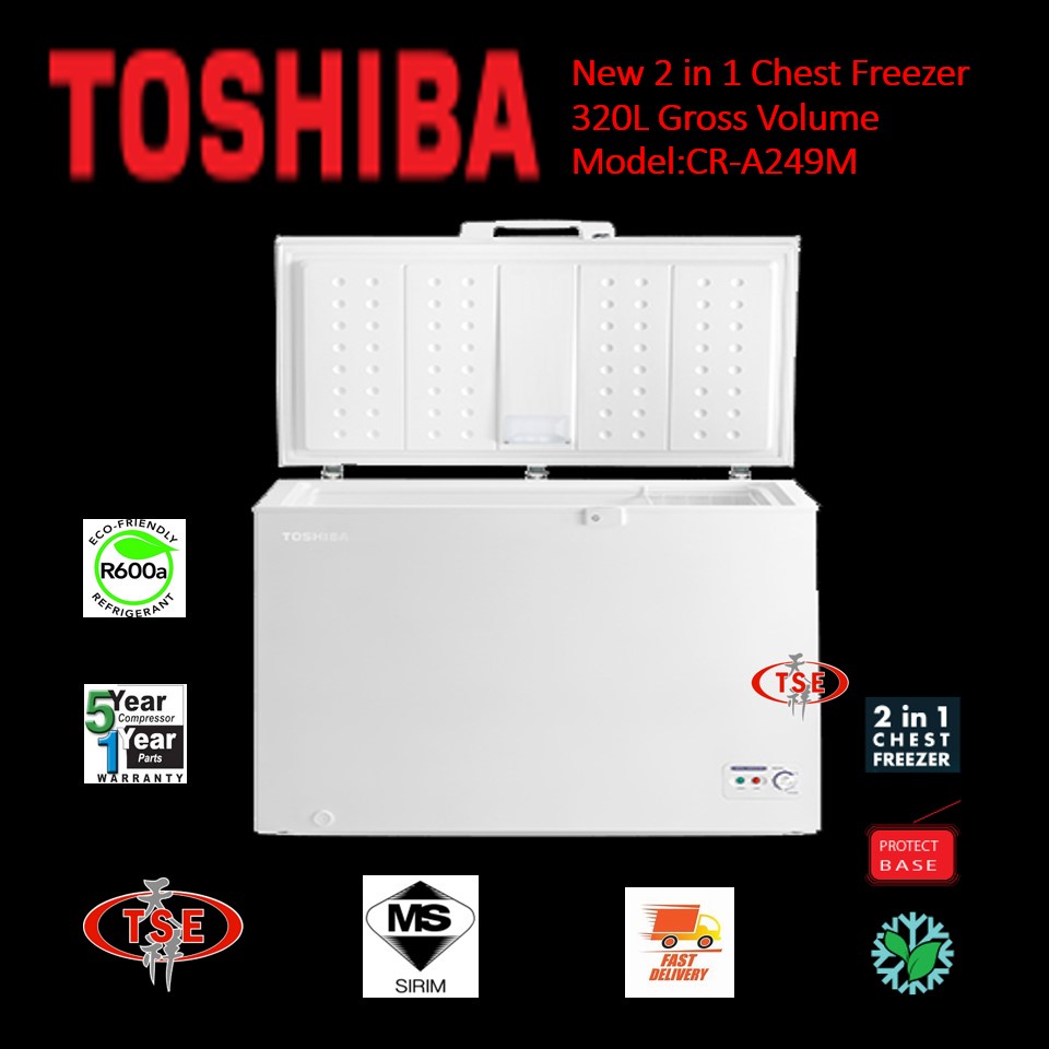Toshiba (CR-A249M) 320L Gross Volume Chest Freezer with 2 in 1 ...