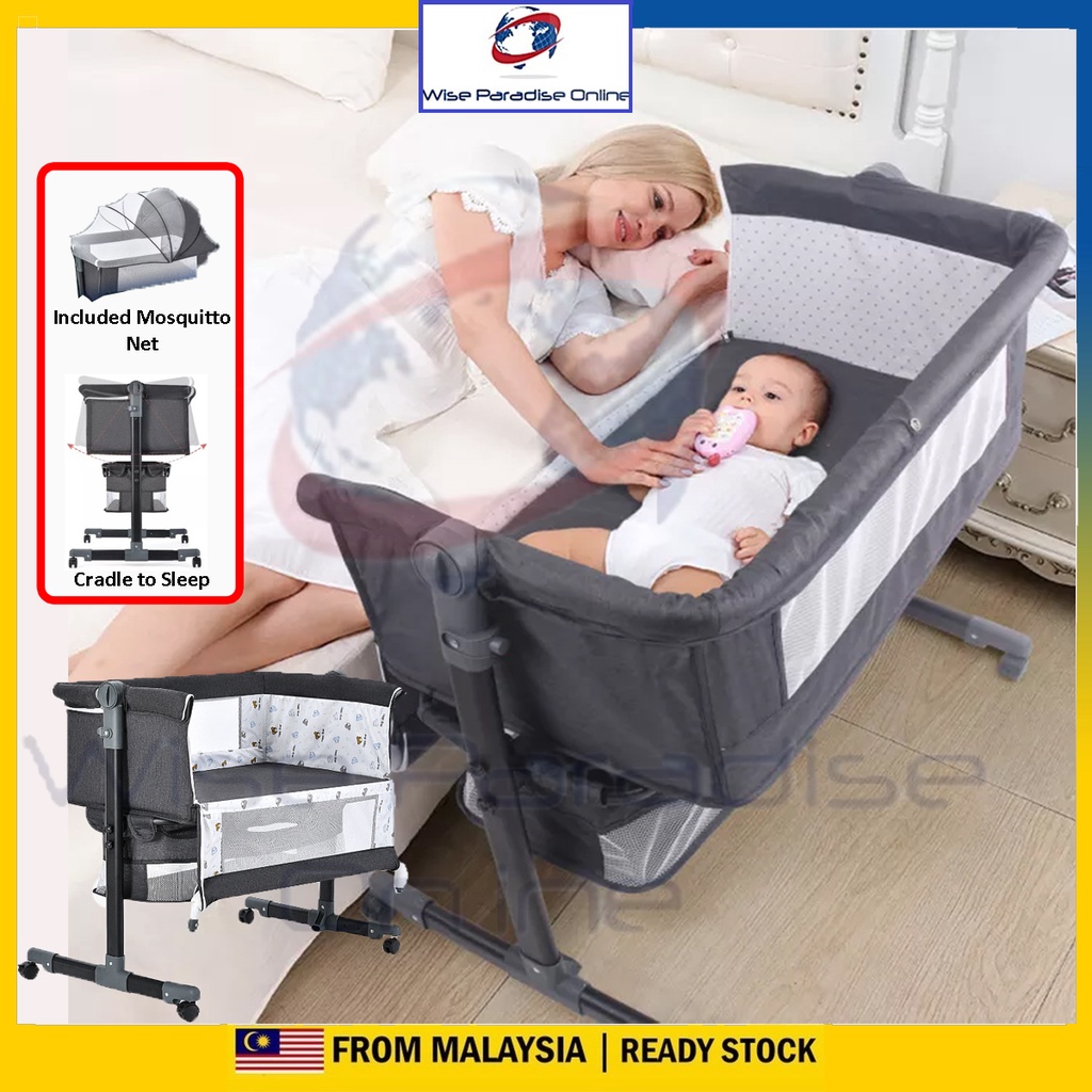 Premium 3 in 1 Folding Portable Multifunctional Baby Bed Bedside Baby