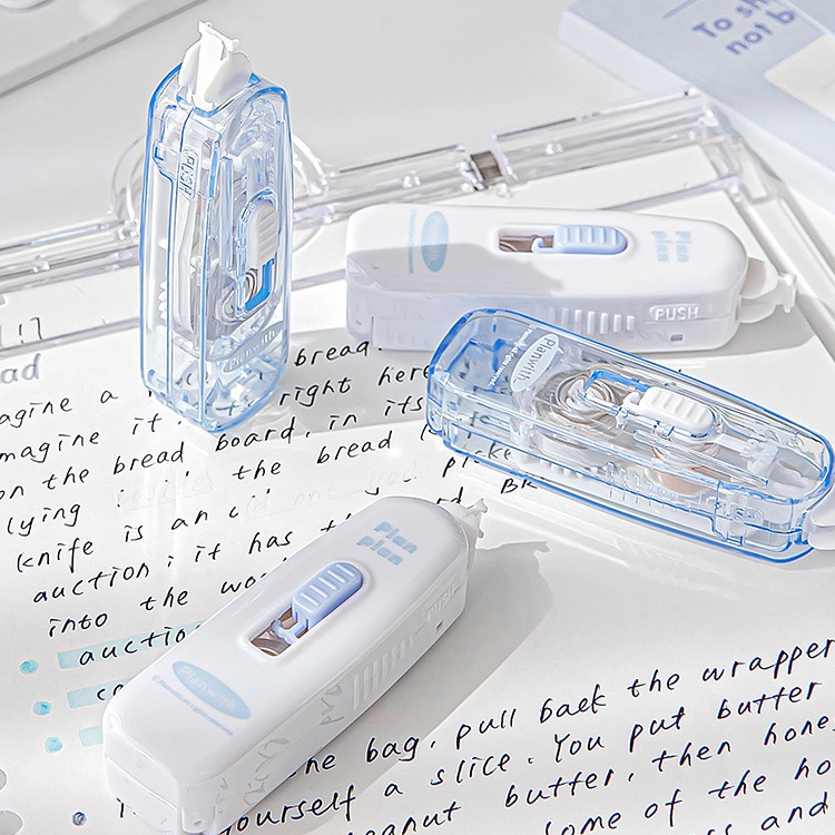Cdaily|Simple Blue White Correction Tape Pen Type Push Core Homework ...