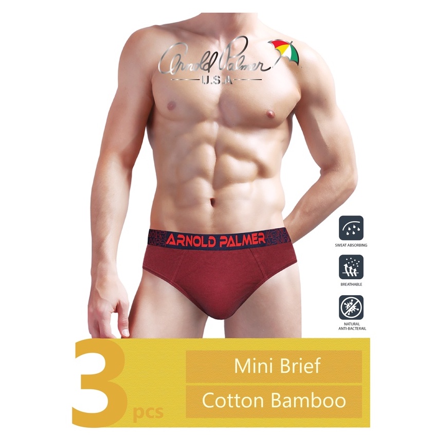 Arnold Palmer Men's Mini Briefs Cotton Bamboo-(3 Pcs) Assorted  Colour-AP018-M3