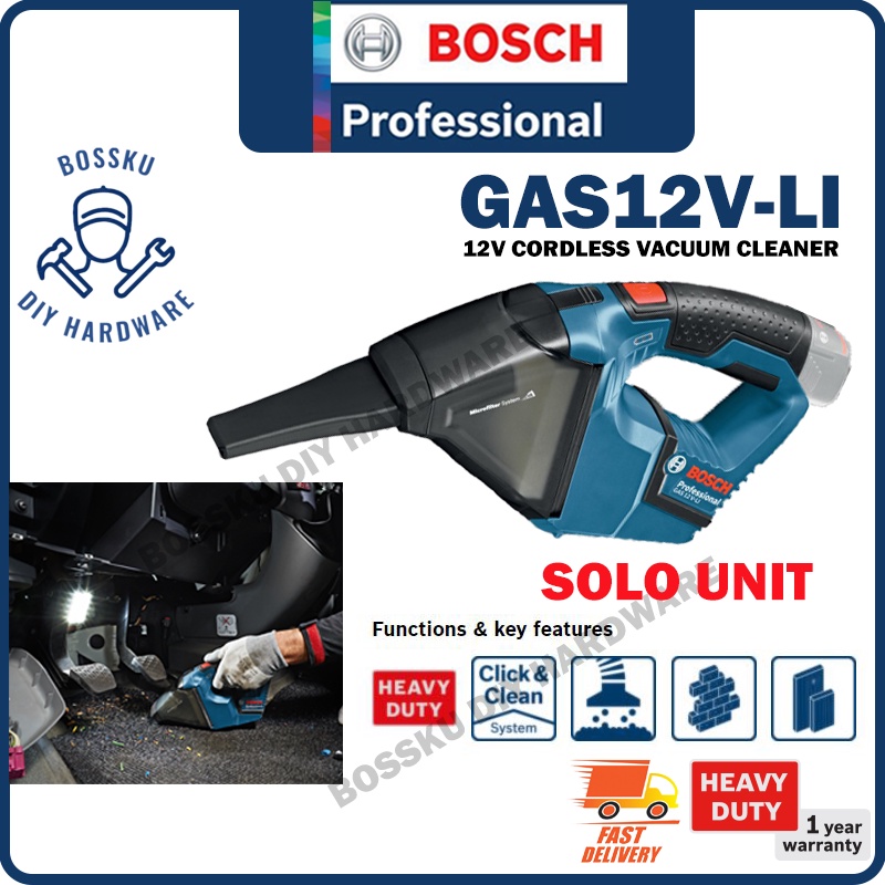BOSCH GAS12VLI GAS12 12V Cordless Vacuum Cleaner (Solo Unit) No Battery & Charger (1Year