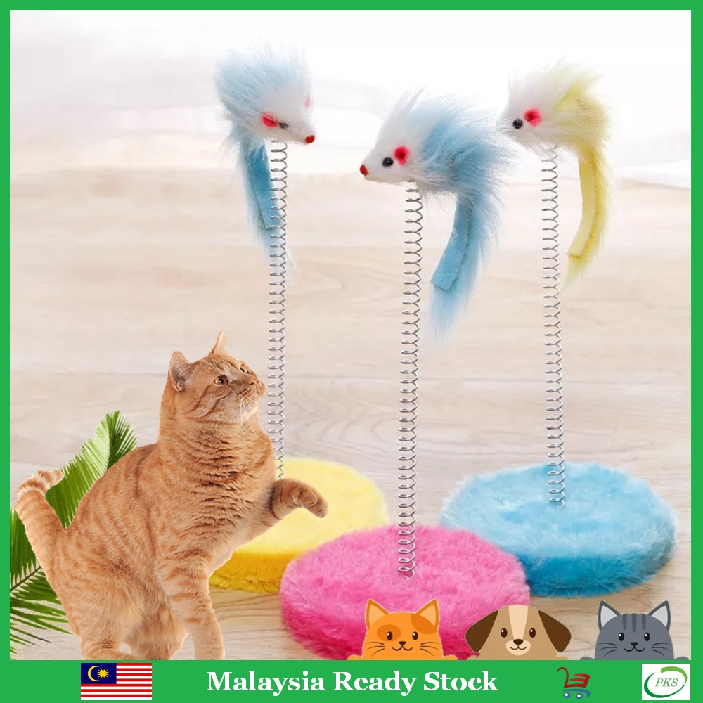 Spring Mouse Cat Scratcher Board Interactive Pet Toys Kucing Mainan ...