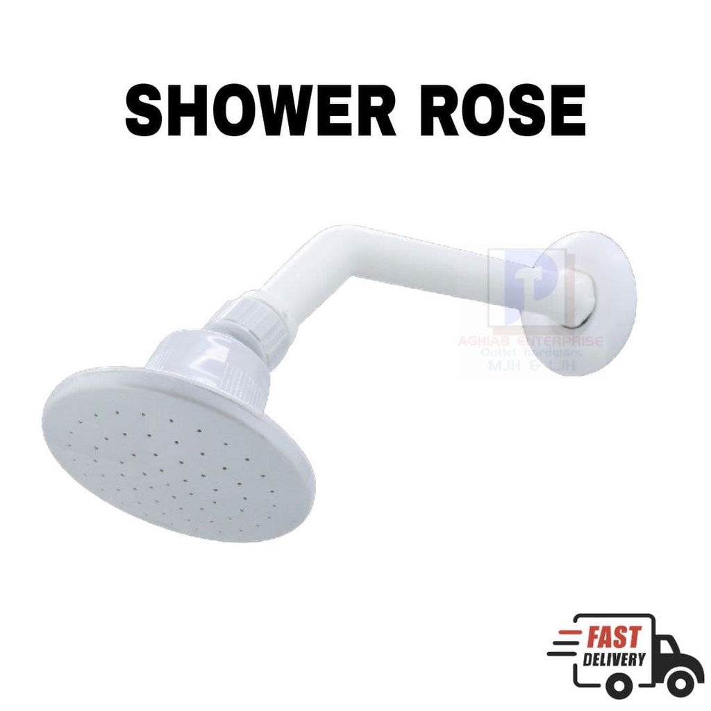Bathroom 4 Inch White PVC Shower Rose Arm & Lange Shopee Malaysia