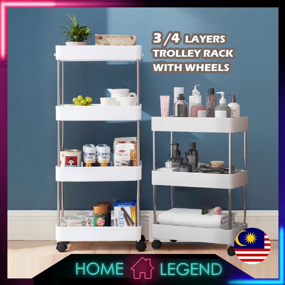 (MEGA CLEARANCE SALES) 2/3/4 Tier Large Wheel Trolley Rack Storage Rack ...