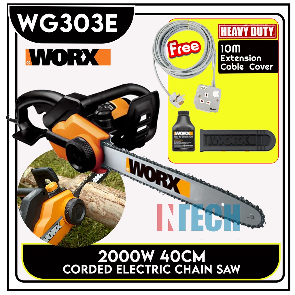 WORX WG303E 2000W 40CM CORDED ELECTRIC CHAIN SAW FREE GIFT