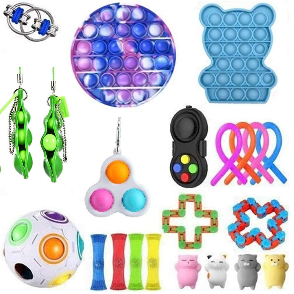 Cheap Fidget Toys Pack, Fidget Toy Set Simple Dimple Figetget Toys Pack  with Pops Tubes Fidget Toy Mini, Marble Mesh, Wacky Tracks &More