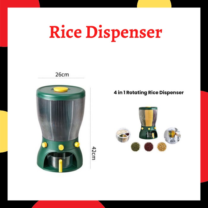4 IN 1 Rotating Dried Food Grain Rice Barrel/Rice Dispenser/Rice ...
