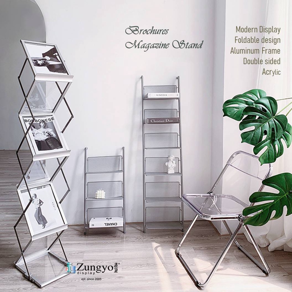 Foldable Brochures Leaflet, Magazine Stand with Front & Back ...