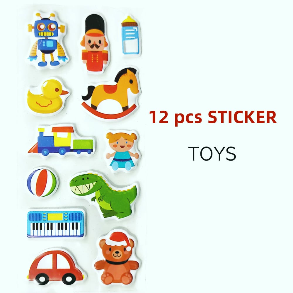 12 PCS Cute Cartoon 3D Puffy Adhesive Stickers for Children / Cute ...