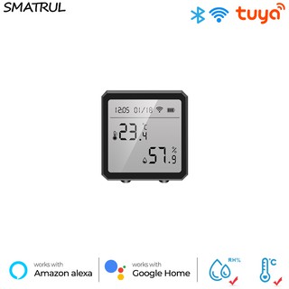 Tuya Wifi Temperature Humidity Sensor Mirror Screen LED Digital Display  Indoor Alarm Push Hygrometer Usb Alexa Google Home