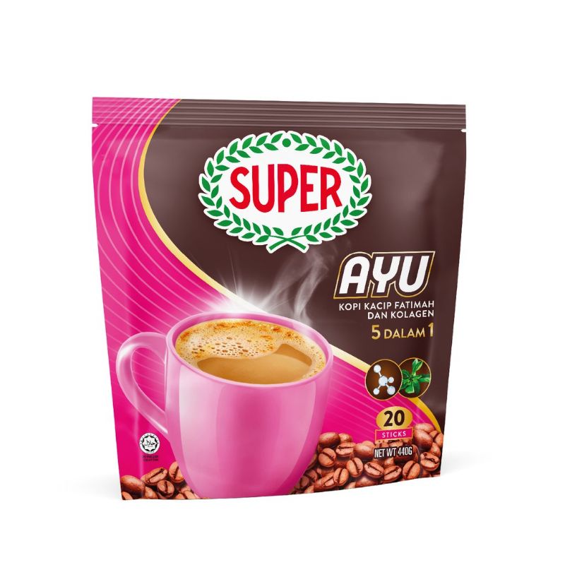Super Power 5-In-1 Kacip Fatimah & Collagen Instant Coffee – 20 Sticks X 22g, Asian Instant Coffee With Collagen, Exp 06/2026