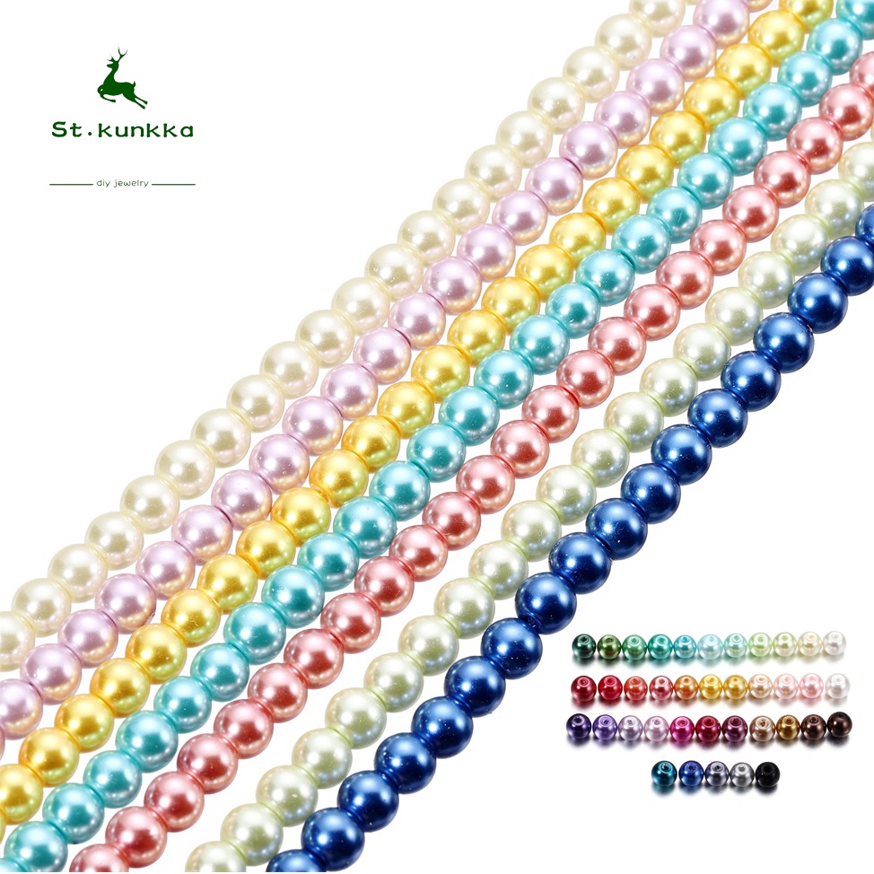 St.kunkka 100pcs 4mm Glass Pearl Beads Manik Kaca For Hijab Manik Kaca ...