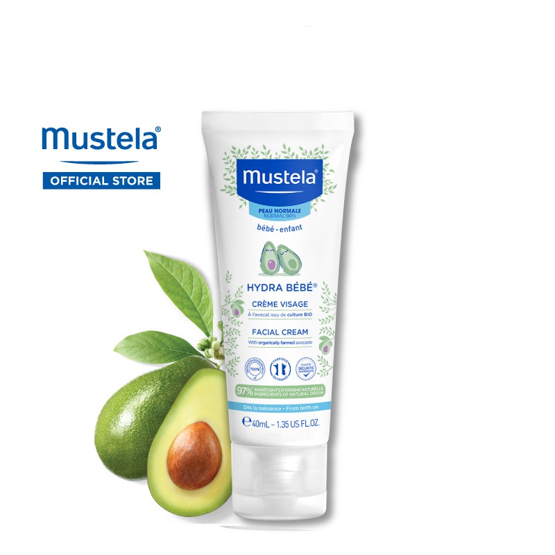  Mustela Hydra Bebe Face Cream - Daily Baby Moisturizer with  Natural Avocado, Jojoba Oil - 1.35 fl. oz : Baby