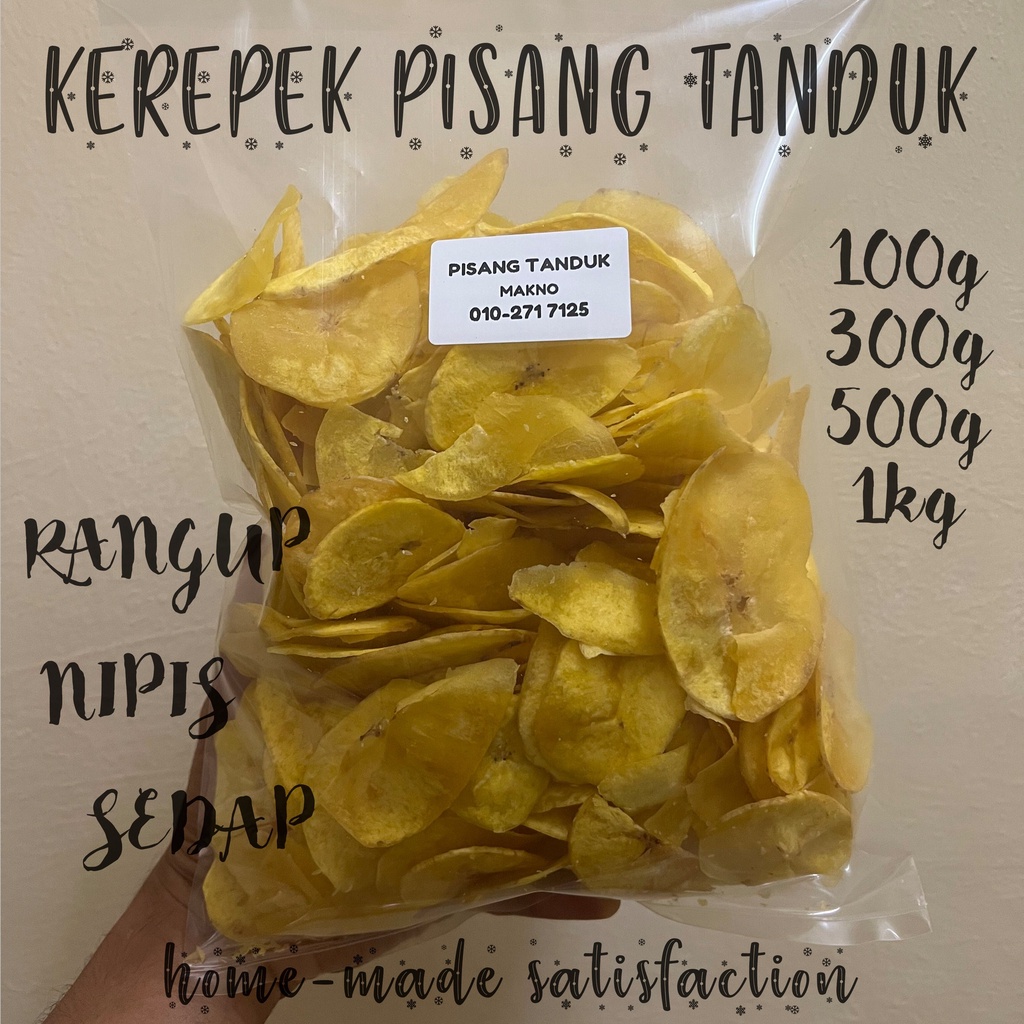 Kerepek Pisang Tanduk Rangup Nipis 100g 300g 500g 1kg Home Made Banana Chips Shopee Malaysia 9201