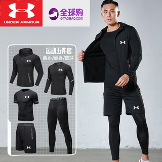 ☆Under Armour Workout Clothes Set Men's Sportswear Five-Piece Set Running  Tight Quick Drying Clothes Gym Basketball Trai