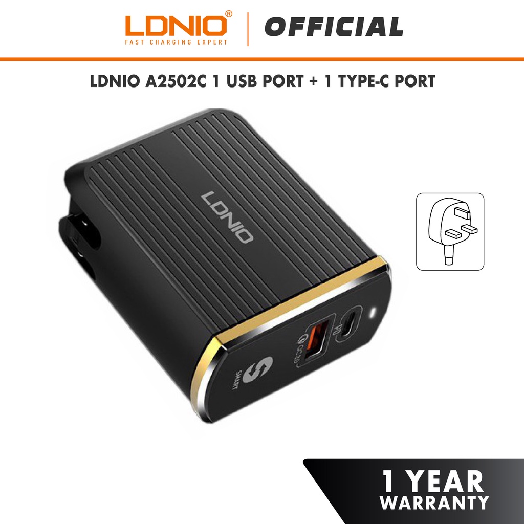 LDNIO A2502C PD + QC3.0 Fast Travel Charger Expert with USB Port & Type ...
