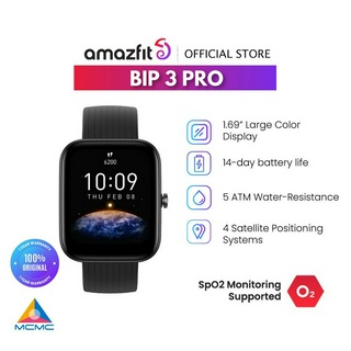 Amazfit Bip 3 Pro Smart Watch for Android iPhone, 4 Satellite Positioning  Systems, 1.69 Color Display, 14-Day Battery Life, 60+ Sports Modes, Blood