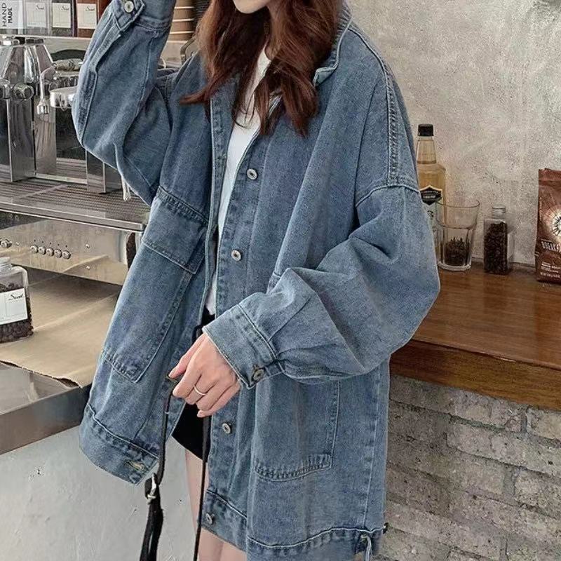 Korean oversized denim jacket best sale