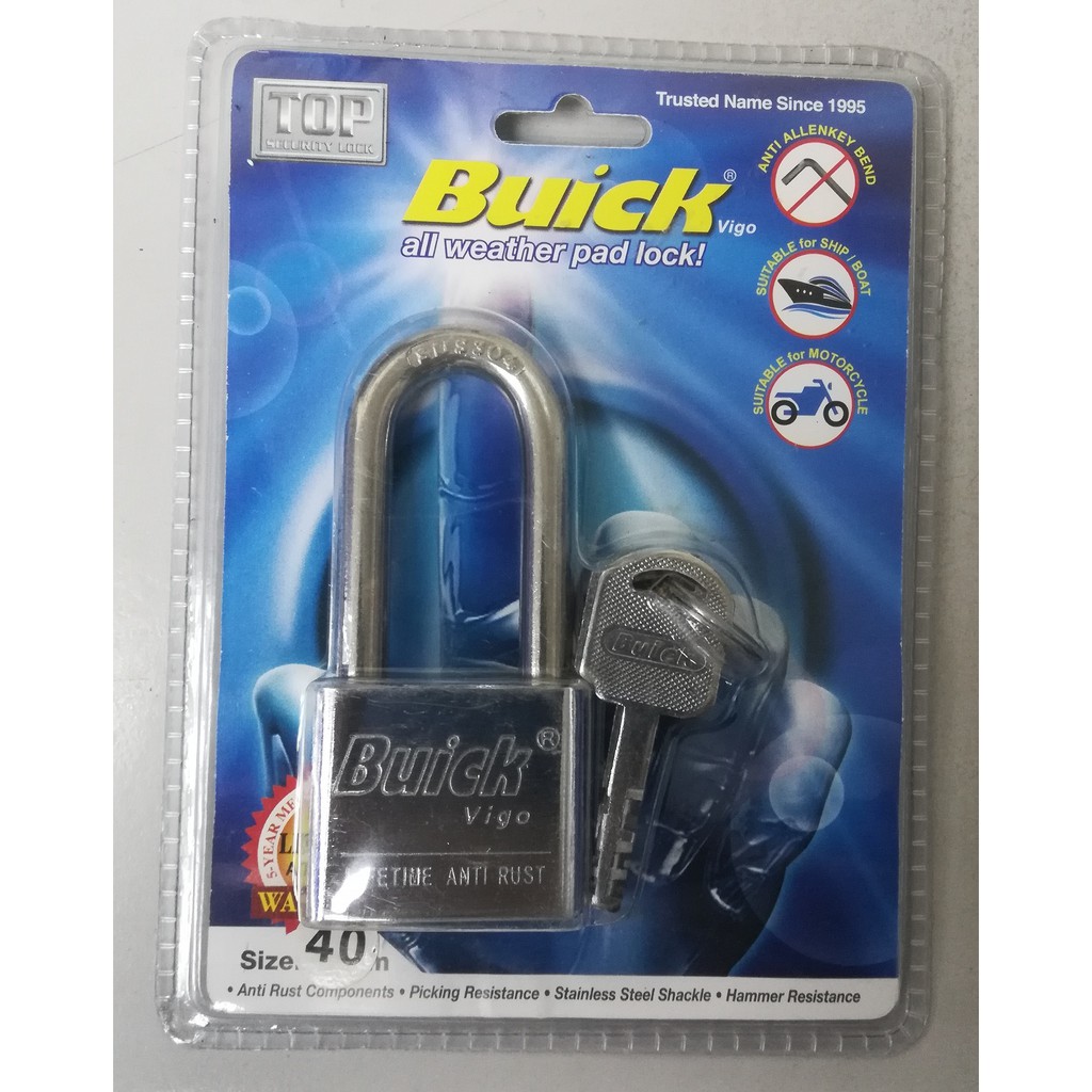 BUICK 40mm Long Shackle All-weather Anti-Rust Pad Lock | Shopee Malaysia