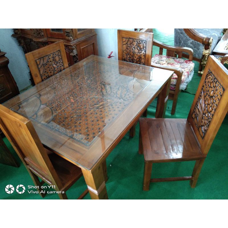 Set Meja Makan Jati Minimalist Jati Asli Indonesia Seater Jimat Ruang Shopee Malaysia