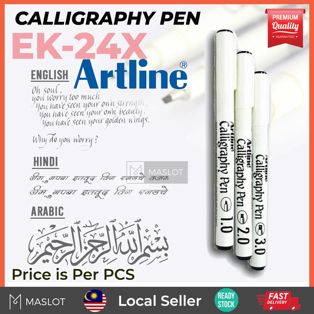 Artline Calligraphy Pen Khat 1.0 (1mm) / 2.0 (2mm) / 3.0 (3mm) / 4.0