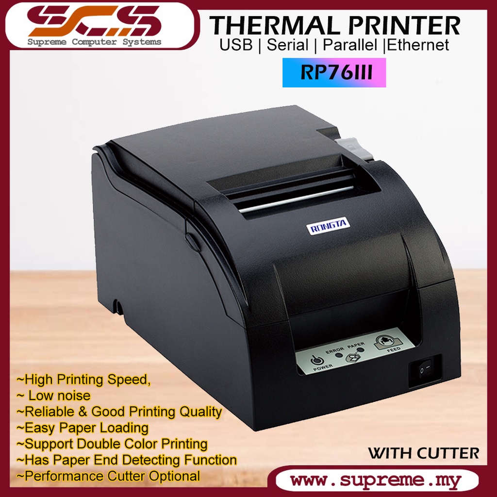 Thermal Printer RP76III 76mm Impact Receipt Printer Auto Cutter Manual