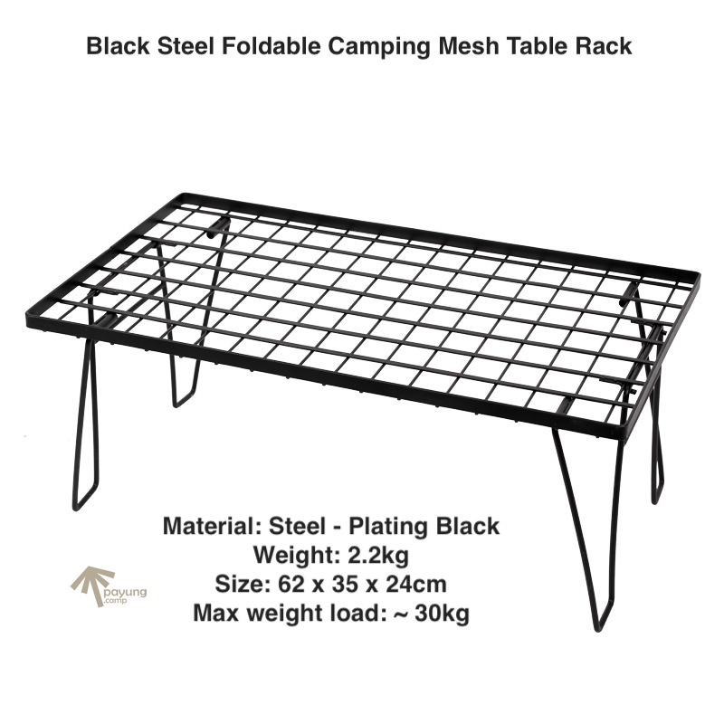MOUNTAINHIKER /CAMPINGMOON Camping Black Steel Mesh Table Stacking