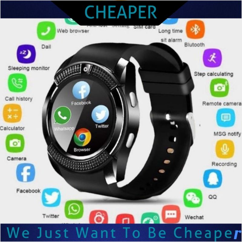 V8 Smart Touch Screen Watch Camera Kamera Bluetooth SmartWatch Phone Watch Sports Fitness Waterproof Phone Feature Shopee Malaysia