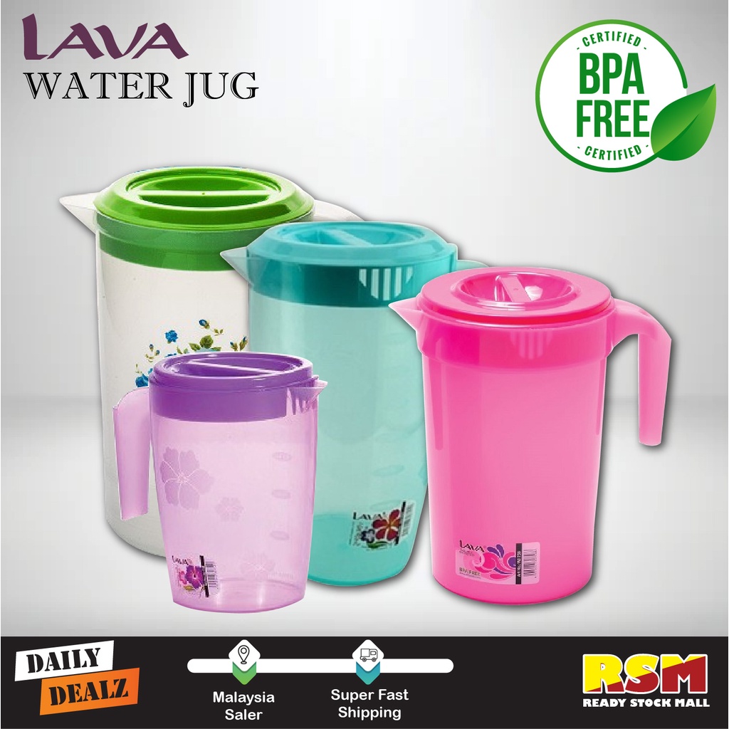 LAVA Plastic Water Jug Kitchen Serving Drink Container BPA FREE Safe ...